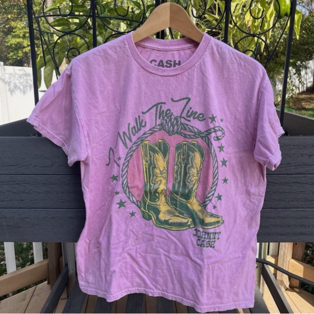 Pink Johnny Cash Graphic T-Shirt